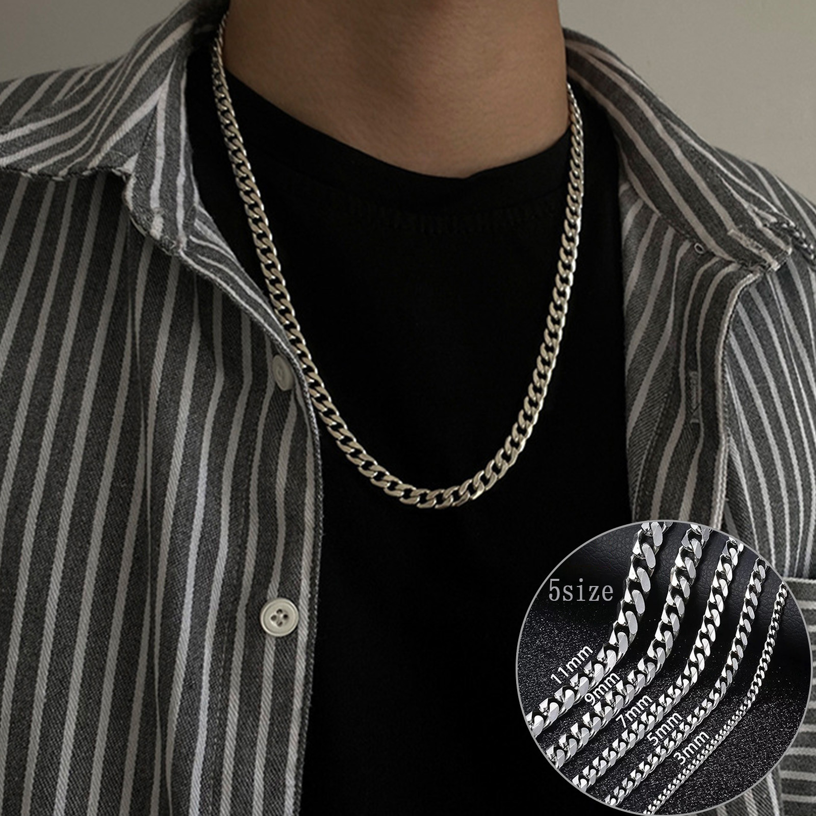 Cuoff Jewelry 22 In Stainless Steel Tone Chain Cuban Men's Necklace Hip Hop  Chain Trend Thick Wide Chain Cheap Jewelry
